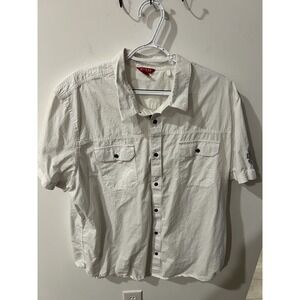 Mens Guess Casual Short Sleeve White 2x Button Up
